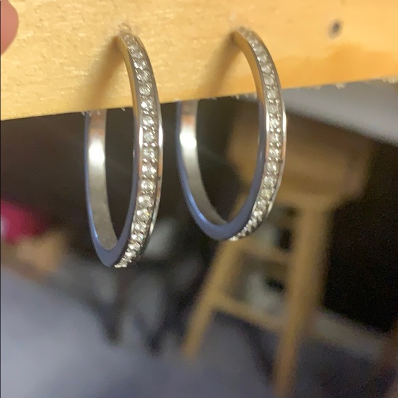 Silver crystal hoop earrings - Picture 3 of 3